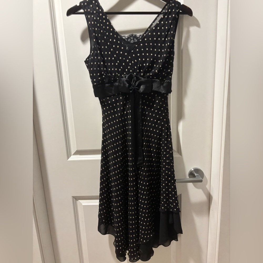 Vintage Italian 100% silk Black and white Polka Dot Dress
